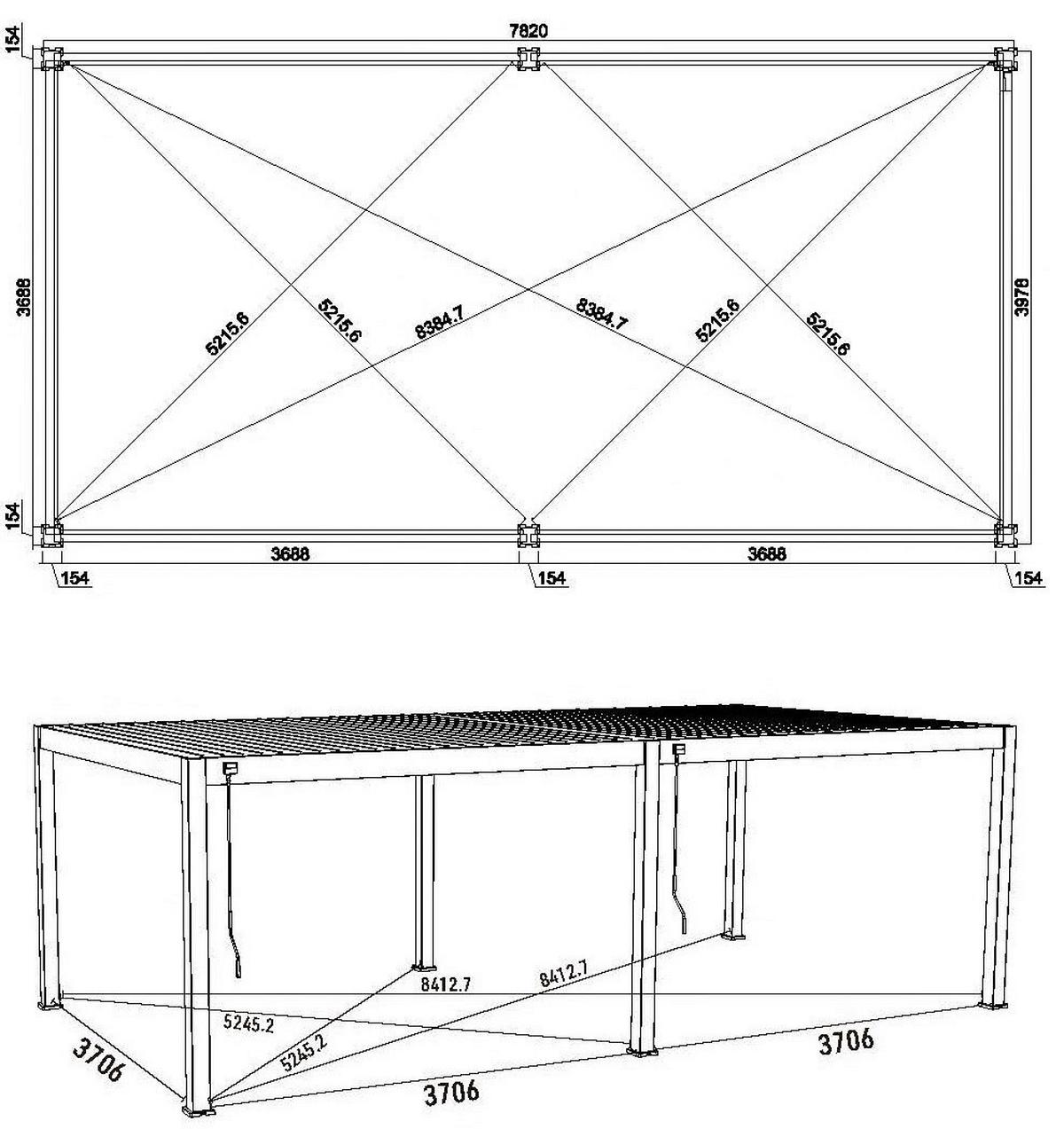 Pergola Deluxe Plus 400x800cm Wetterfest, Elektrisch - Anthrazit, Basics, Metall (400/255/800cm) - Gardenson