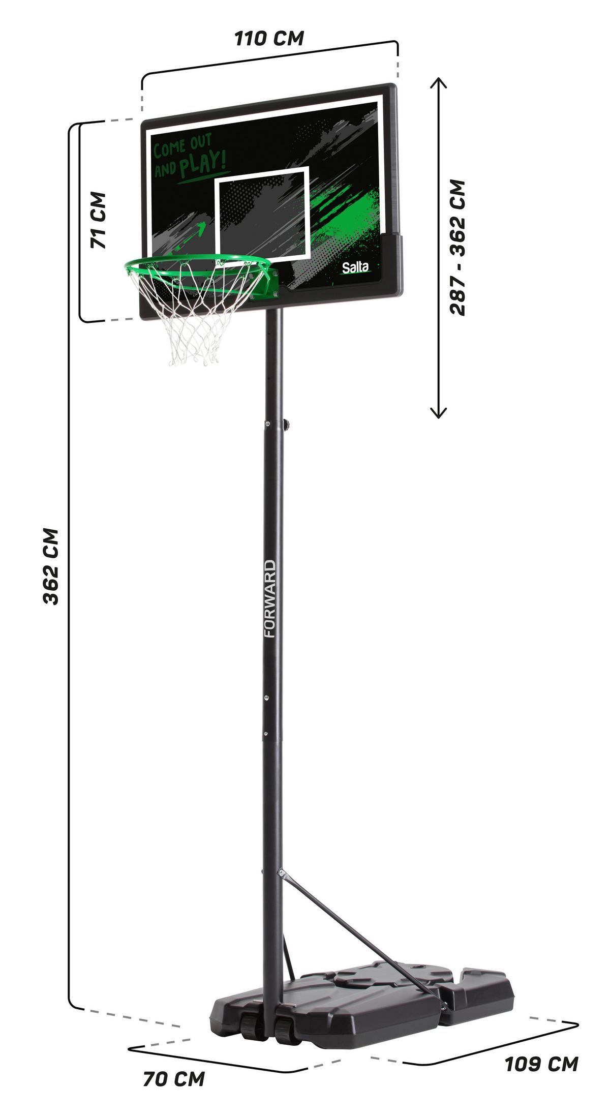 Basketballständer Salta Forward - Schwarz/Grün, KONVENTIONELL, Kunststoff/Metall (110/287-362/175cm) - Salta