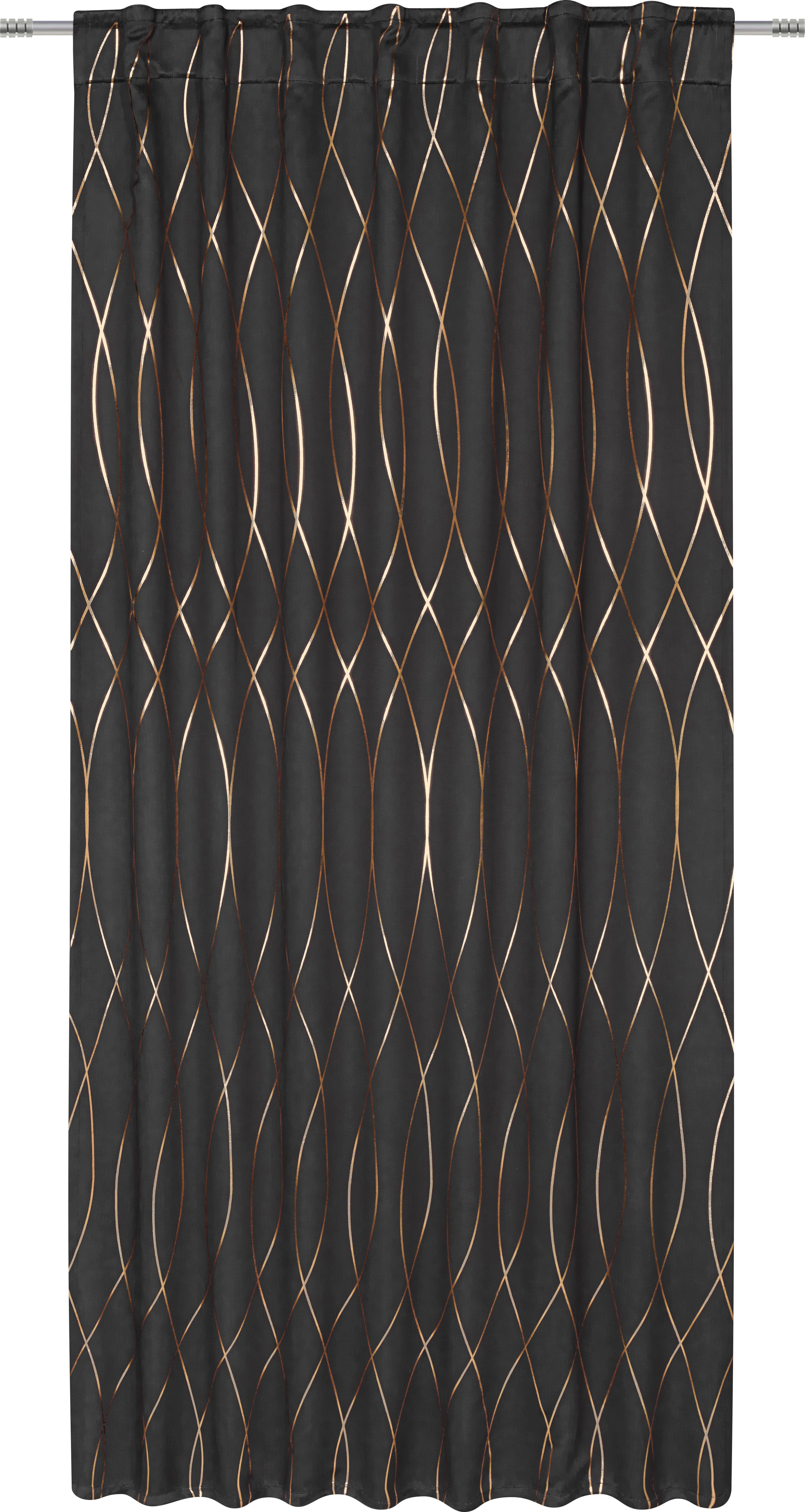 Zatemňovací Záves Glamour, 140/245 Cm - čierna/medená, Štýlový, textil (140/245cm) - Modern Living