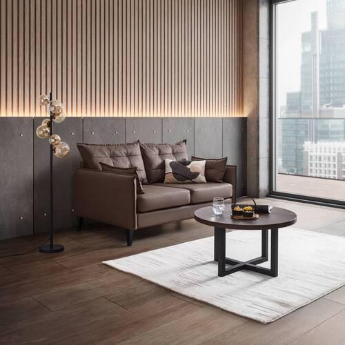 2-sitzer-sofa Brief Braun - Dunkelbraun/Braun, Basics, Leder/Textil (162/100/90cm) - Livetastic