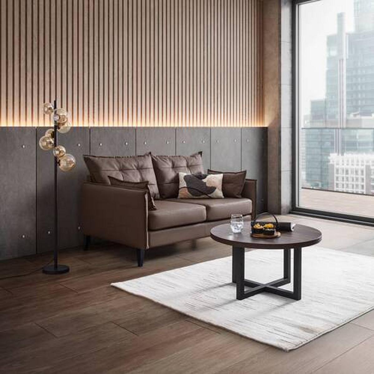 2-Sitzer-Sofa Brief Braun - Dunkelbraun/Braun, Basics, Leder/Textil (162/100/90cm) - Livetastic