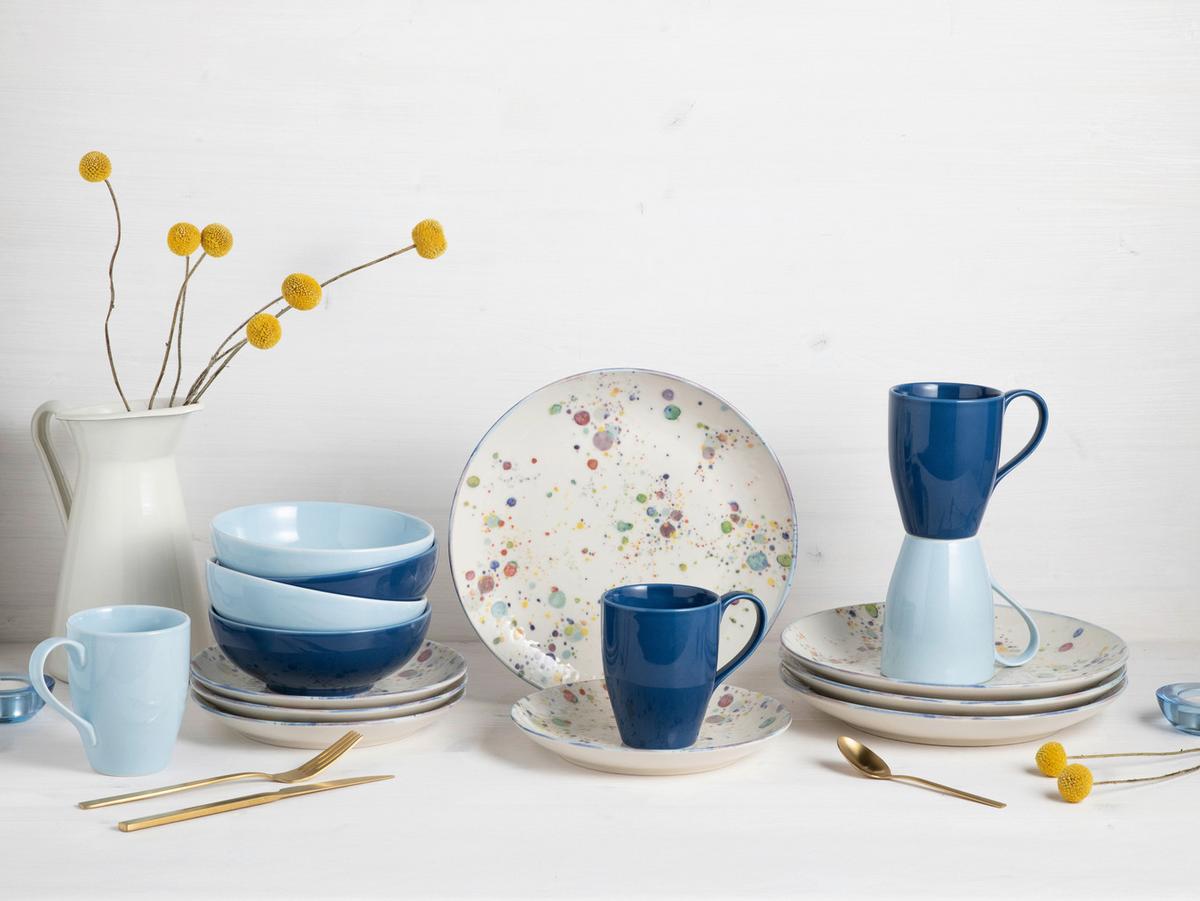 Kombiservice Candy, Blau, 16-Teilig - Blau/Pastellblau, Basics, Keramik - Creatable