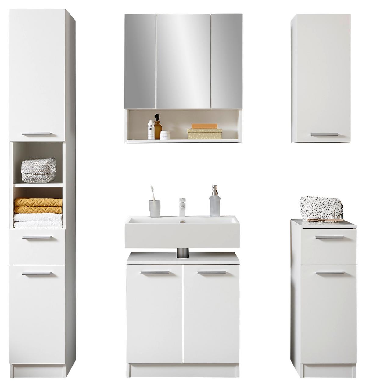 Fürdőszoba Bútorszett 5 Részes Bob - fehér, Basics (120cm) - Livetastic