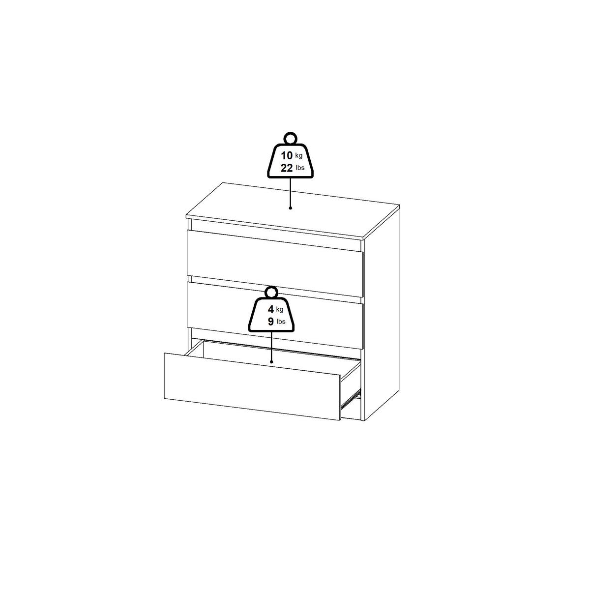 Kommode Mara 2 Weiß B: 77 Cm - Weiß, Trend, Holz (77/80,4/42cm)