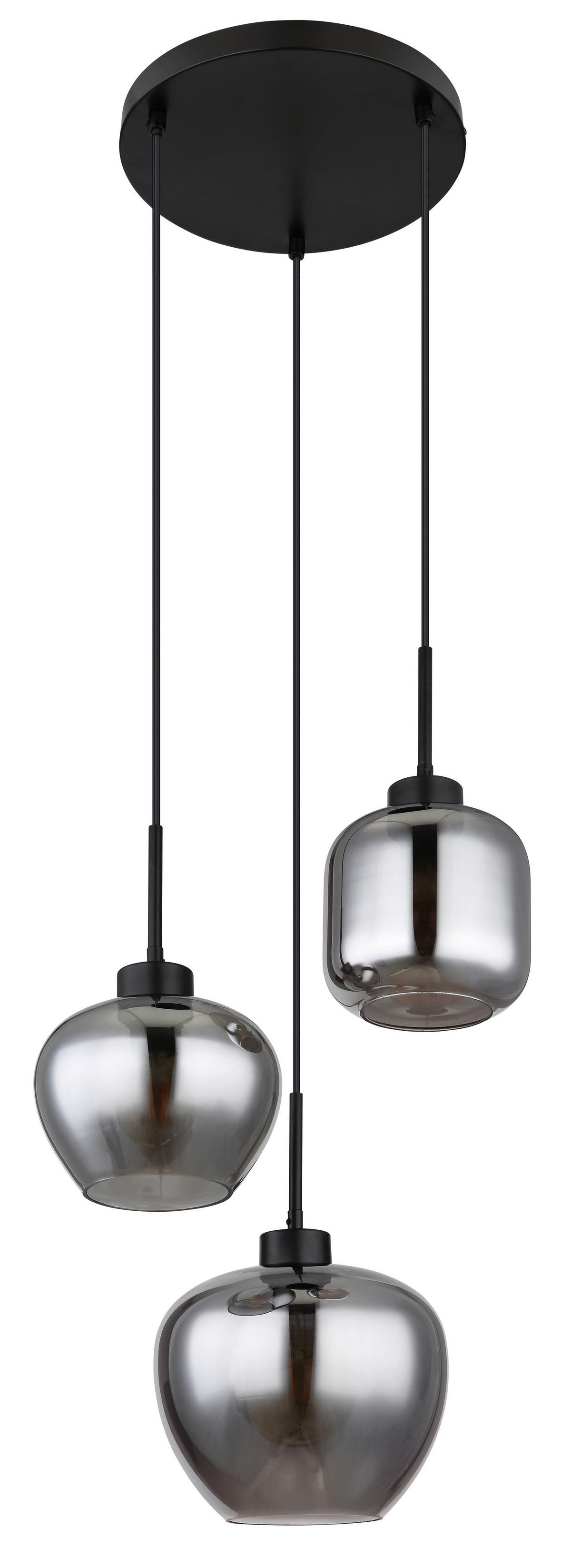 Hängeleuchte 3-Flammig Indoor - Schwarz, Design, Glas/Kunststoff (38/120cm) - Globo