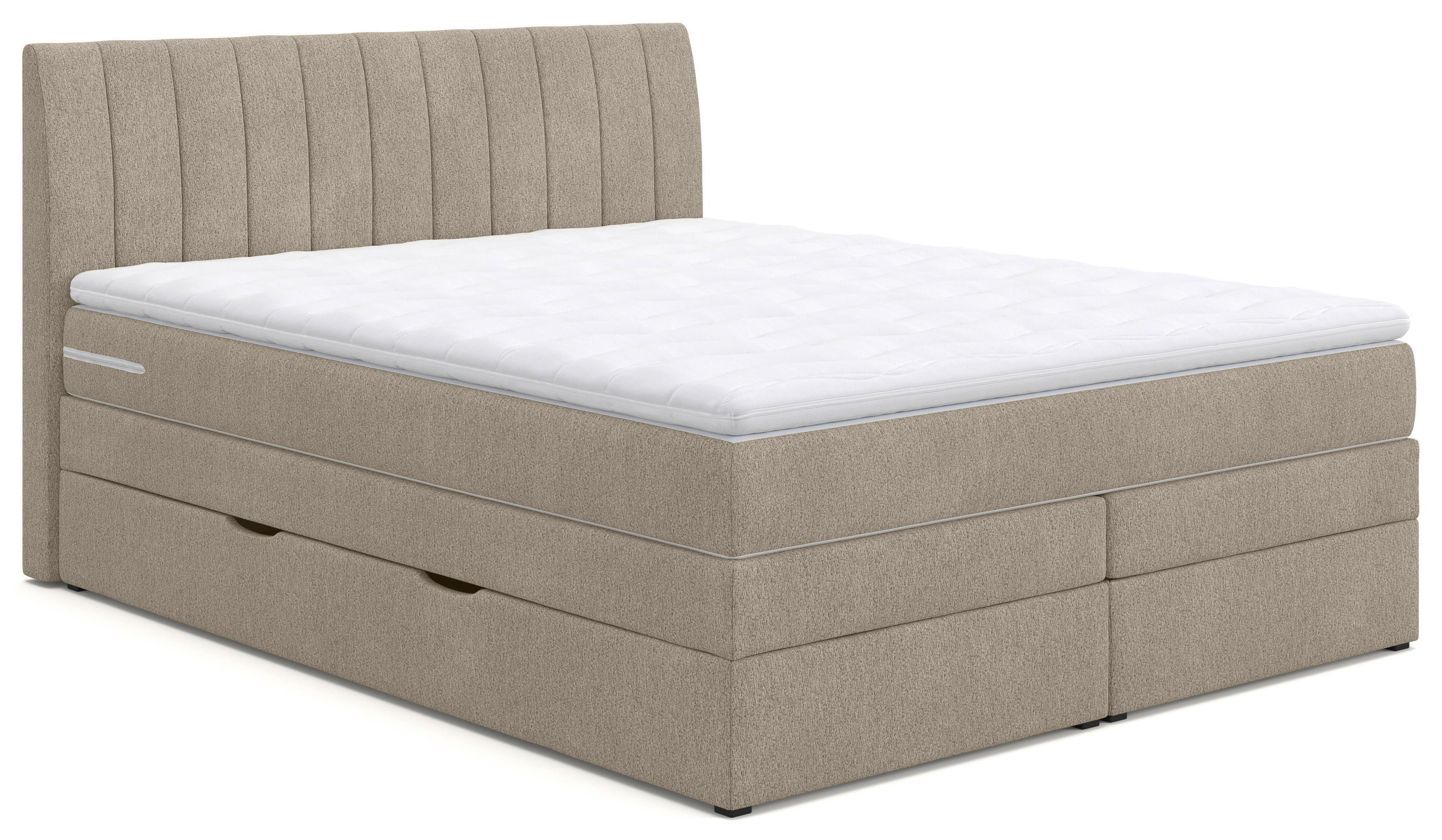 Boxspring Ágy Shark Bxb 160/200 Cm - bézs, Modern, faalapú anyag/textil (160/200cm)