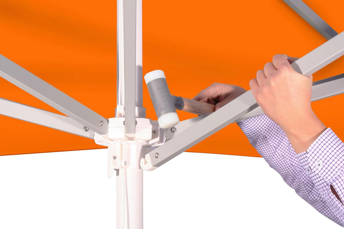 Sonnenschirm Jumbo DM: 300 cm mit Schutzhülle Orange - Silberfarben/Orange, Basics, Textil/Metall (300cm) - Schneider