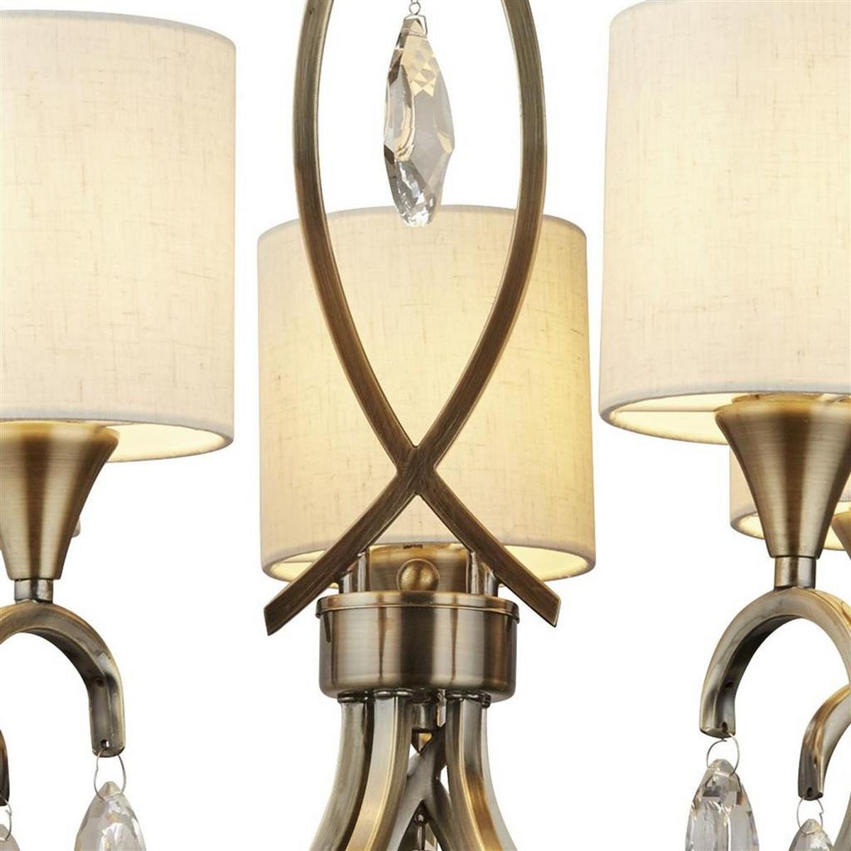 Kristall-Hängeleuchte Alberto 1605-5ab - Beige/Messingfarben, KONVENTIONELL, Glas/Textil (52/106cm)