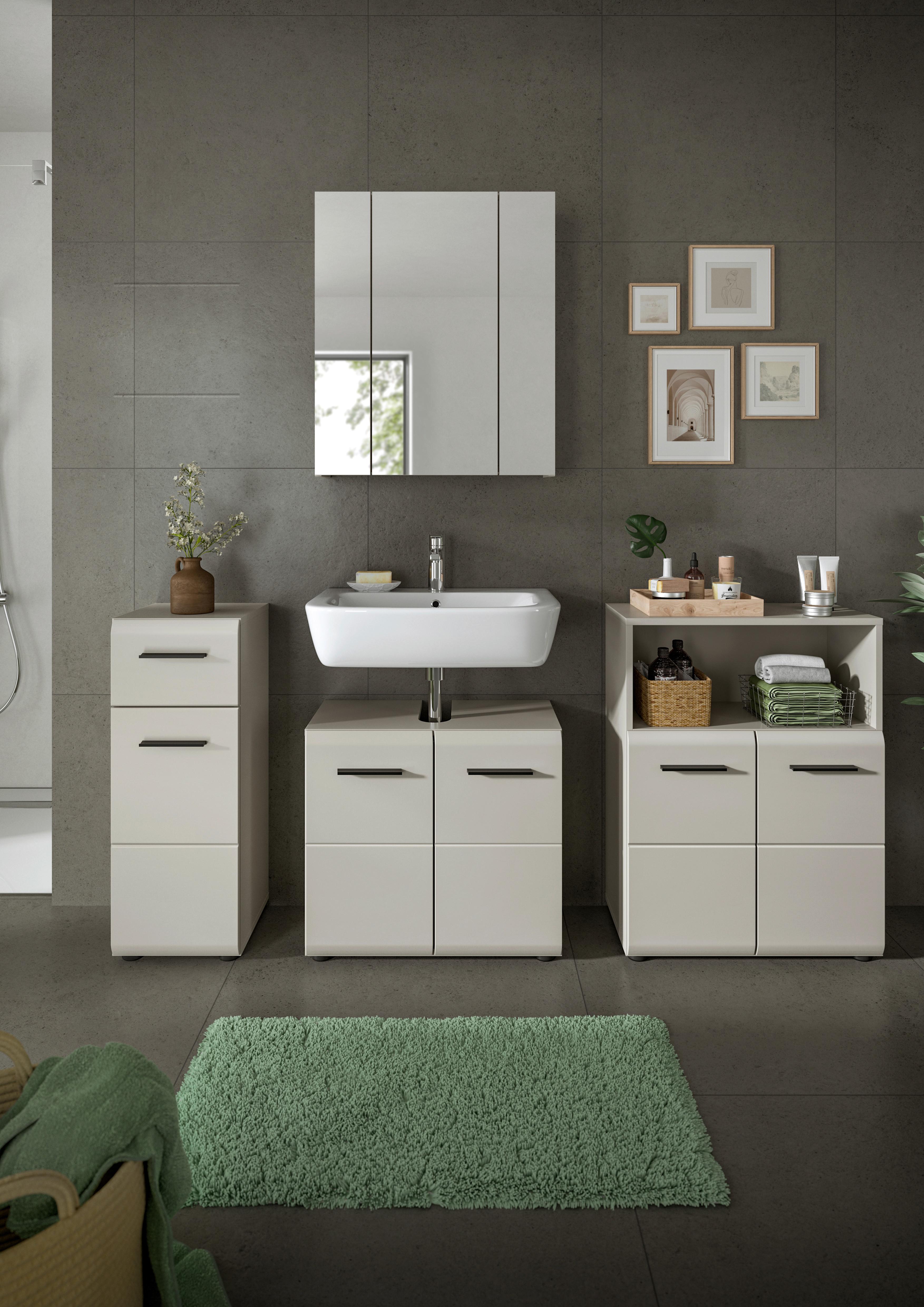 Badezimmer Ice Kaschmir B: 150cm - Kaschmir/Schwarz, Trend, Glas/Holzwerkstoff (150cm) - MID.YOU