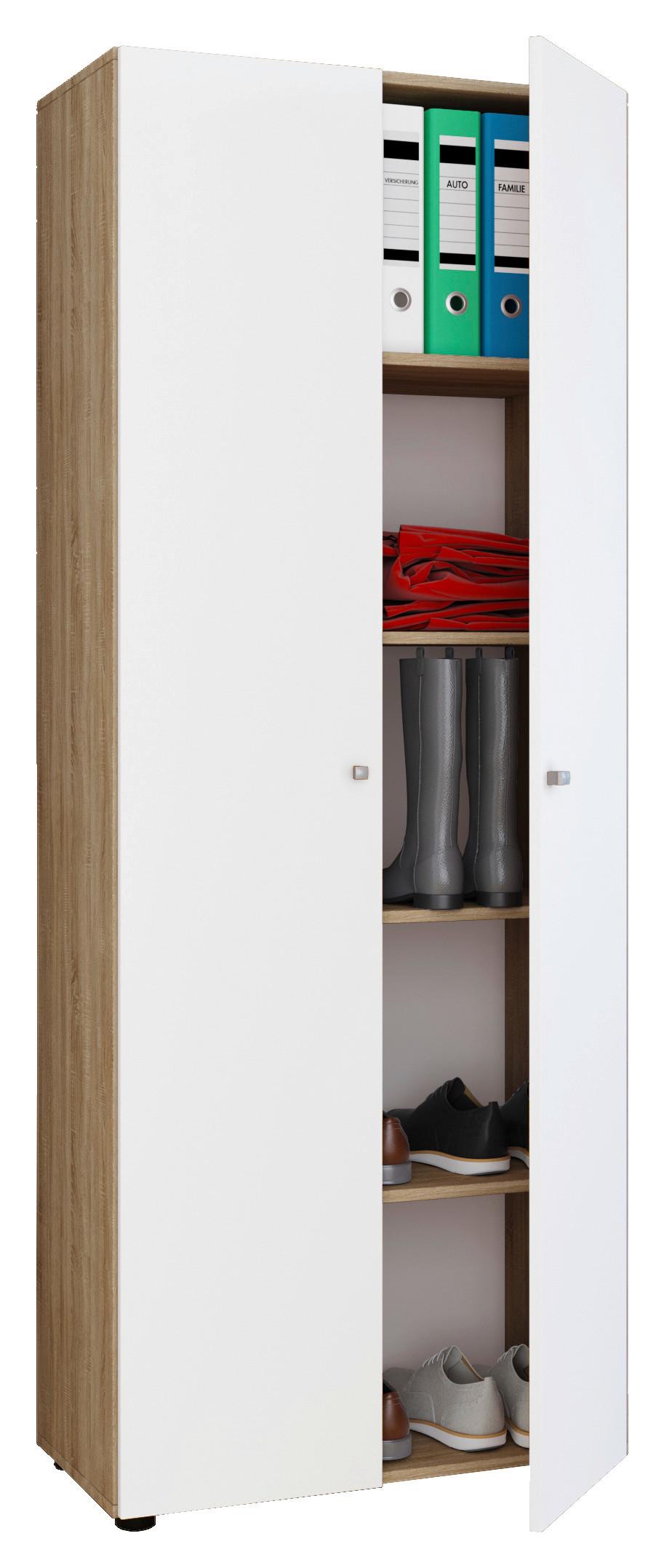 Mehrzweckschrank Vandol Weiß, Eiche Dekor B: 70 cm - Eichefarben/Schwarz, Design, Holzwerkstoff (70/178/39cm) - MID.YOU