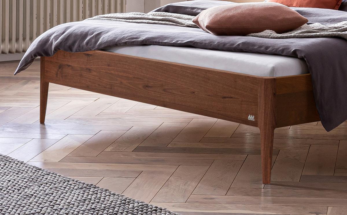 Bett Pistoia Nussbaumfarben 140x200 Cm - Nussbaumfarben/Hellgrau, KONVENTIONELL, Holz/Textil (140/200cm) - Hasena