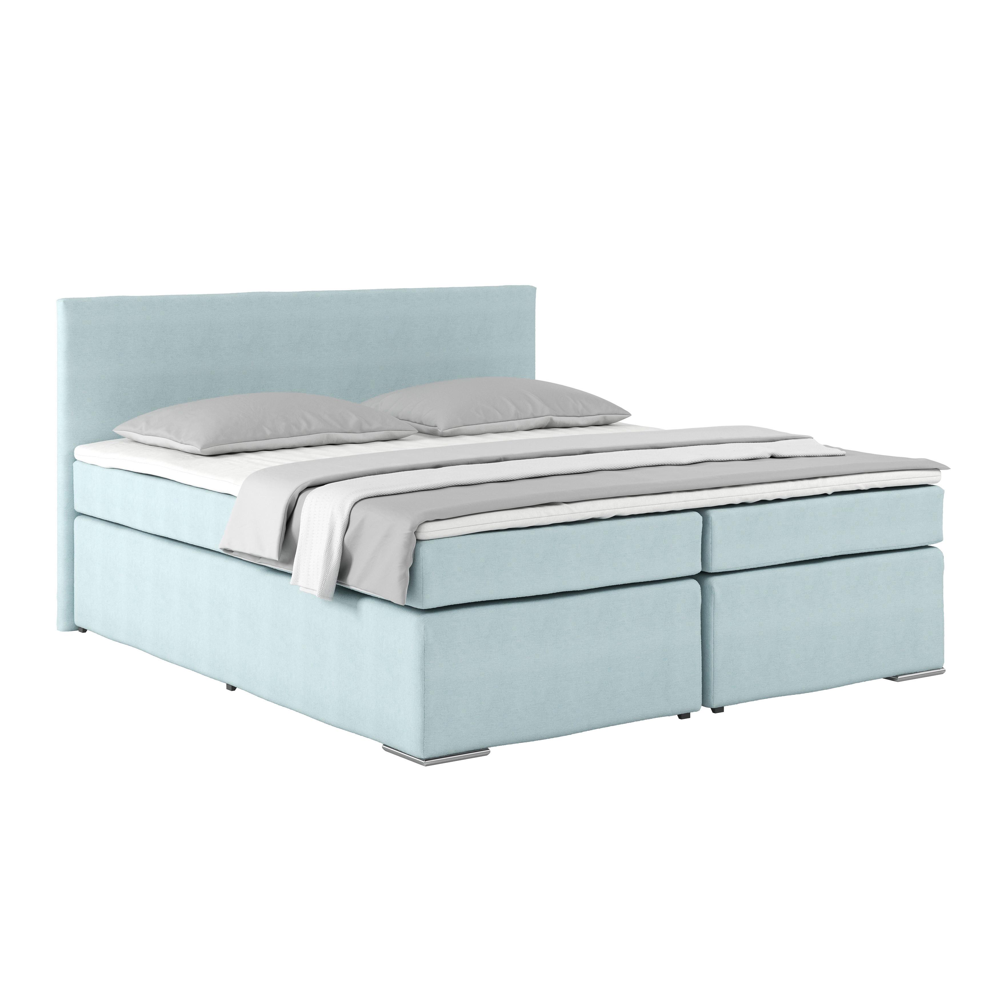 Posteľ Boxspring NERO PL: 180x200 cm, svetlomodrá - svetlomodrá/mätovozelená, Konventionell, kov/textil (180/200cm)