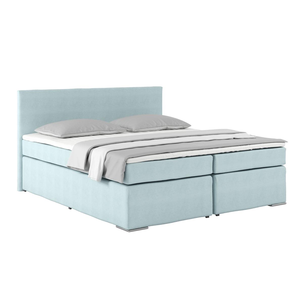 Posteľ Boxspring NERO PL: 180x200 cm, svetlomodrá - svetlomodrá/mätovozelená, Konventionell, kov/textil (180/200cm)