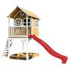 Spielhaus Sarah Rot/Braun/Weiß B: 370 cm - Rot/Braun, KONVENTIONELL, Holz/Kunststoff (370/291/191cm) - Ambia Garden