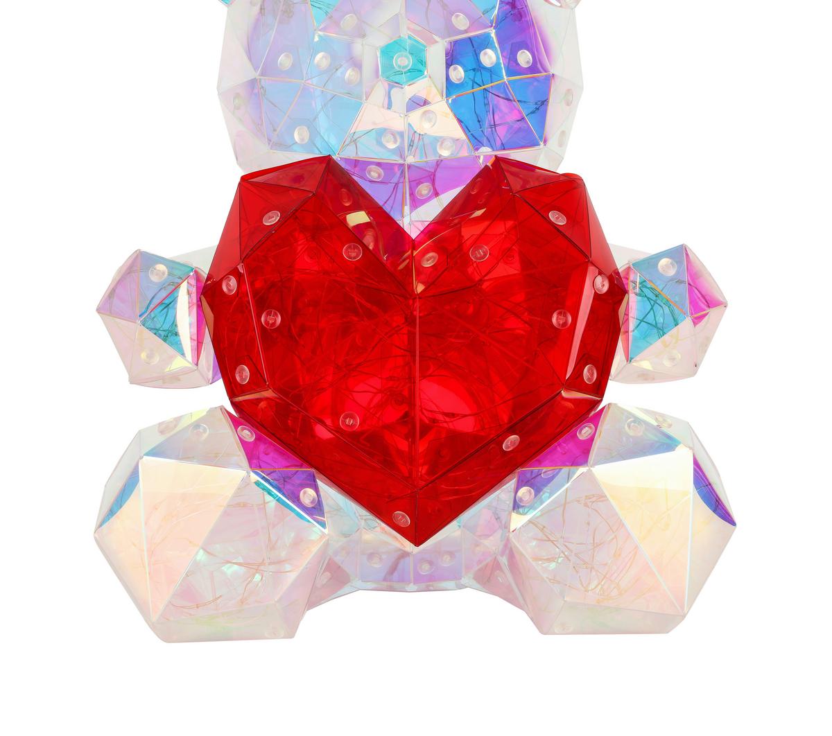 LED-Dekoleuchte Teddy Multicolor - Transparent/Rot, MODERN, Kunststoff (23/19/30cm) - BUNINO