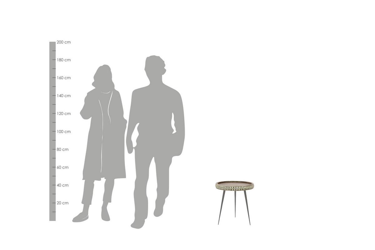 Beistelltisch Naturfarben Echtholz H: 42 cm Jana - Schwarz/Naturfarben, MODERN, Holz/Metall (35/42/35cm) - MID.YOU