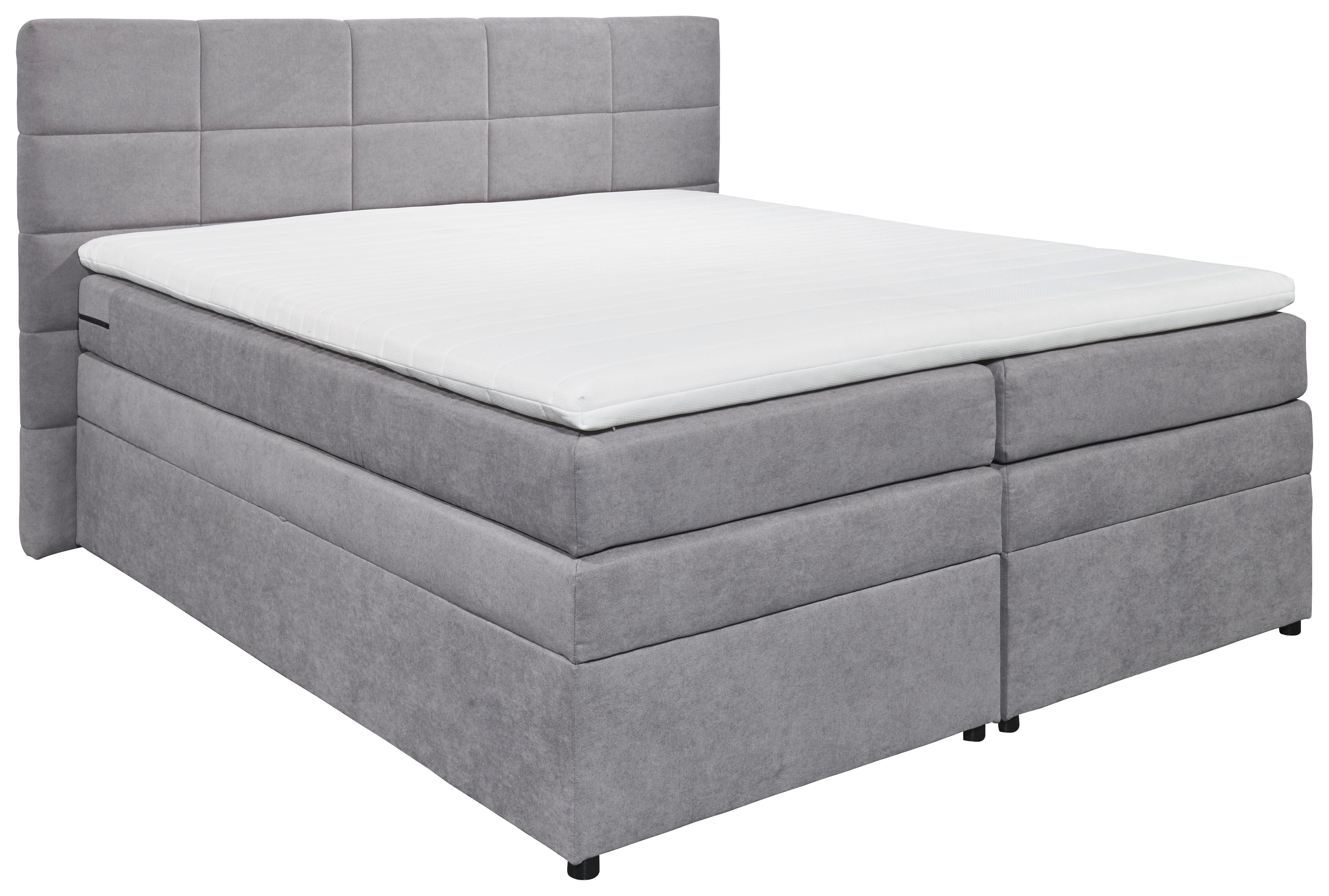 Boxspringbett Mit Topper & Bettkasten 180x200 Tacoma 3 - Hellgrau, KONVENTIONELL, Kunststoff (180/200cm) - MID.YOU
