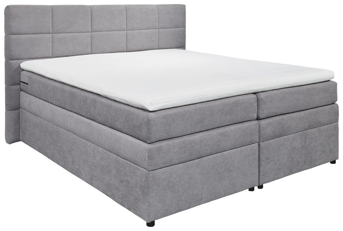 Boxspringbett Mit Topper & Bettkasten 180x200 Tacoma 3 - Hellgrau, KONVENTIONELL, Kunststoff (180/200cm) - MID.YOU