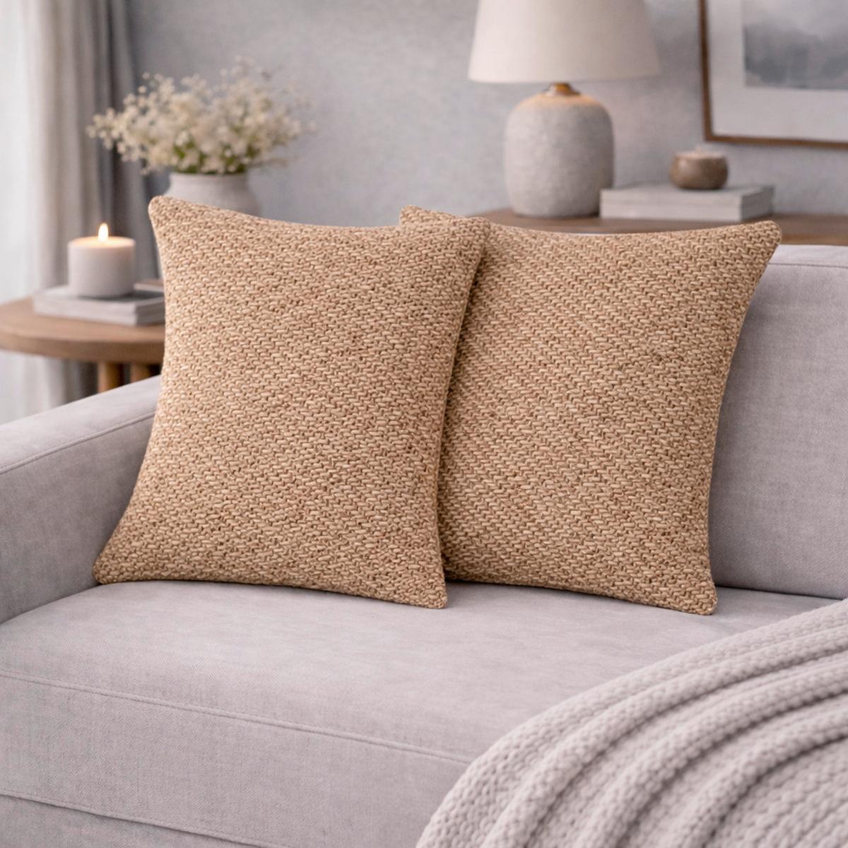 Kissenhüllen-set Fjella - Bernsteinfarben, Basics, Textil (50/50cm)