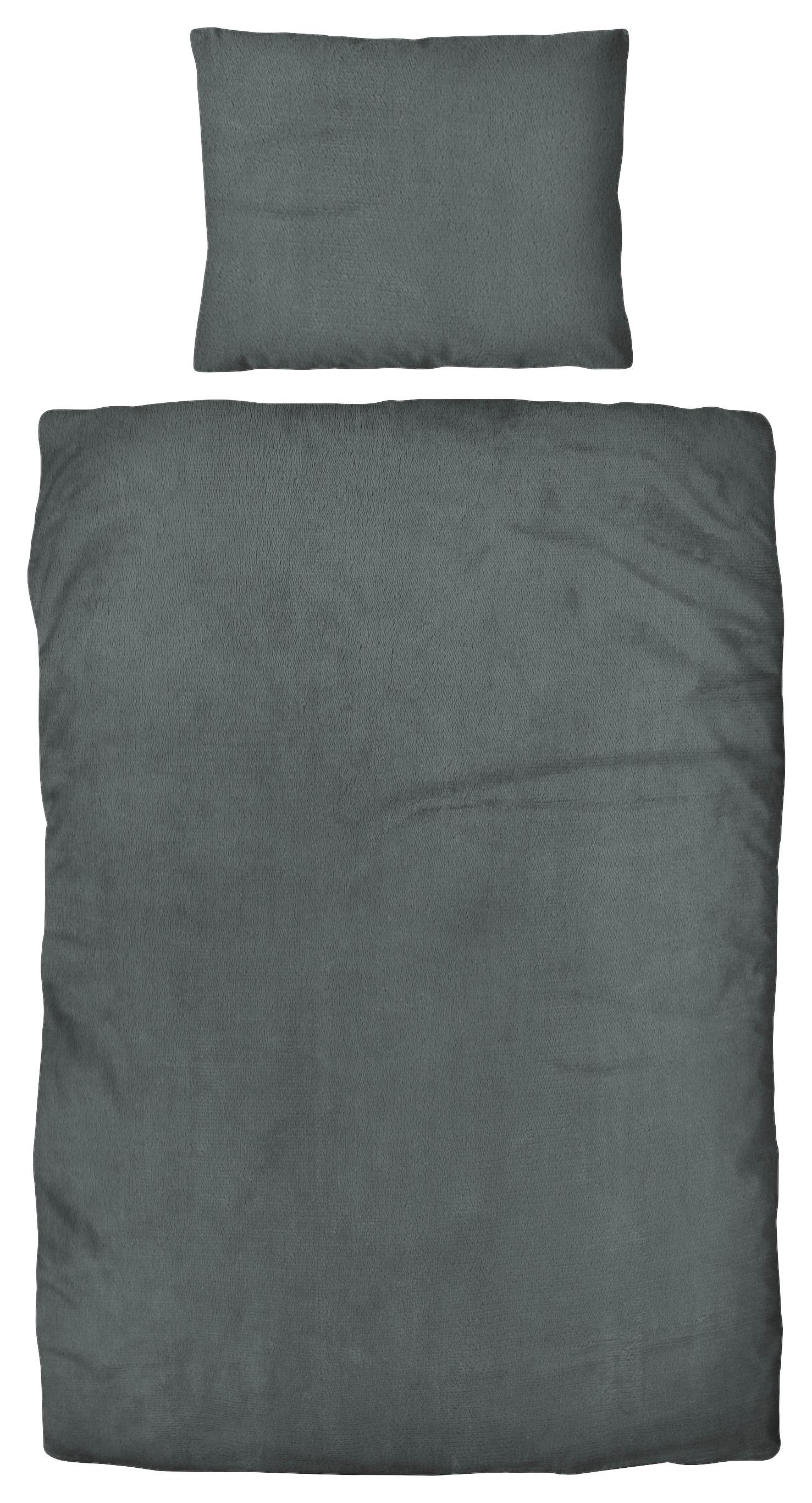 Flanell Bettwäsche 140x200 cm Cashmere Anthrazit/Silber - Anthrazit/Silberfarben, ROMANTIK / LANDHAUS, Textil - James Wood