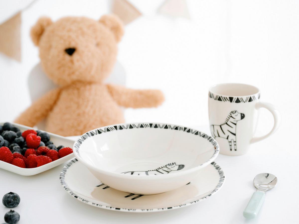 Kindergeschirrset 3 -Teilig. Steinzeug, Zebra - Multicolor, Basics, Keramik - Creatable