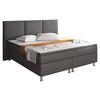 Boxspringbett Mit Topper Lederlook 180x200 Oslo - Anthrazit/Silberfarben, KONVENTIONELL, Leder/Textil (180/200cm) - MID.YOU