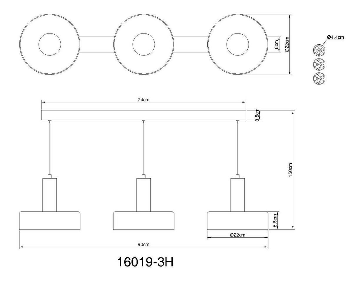 LED-Hängeleuchte Grant Grau Schwarz L: 90 cm - Schwarz/Grau, Design, Glas/Kunststoff (90/22/150cm) - Globo
