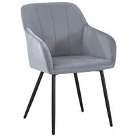 Armlehnstuhl Jenke Samt Hellgrau, B: 56 cm - Hellgrau/Schwarz, KONVENTIONELL, Textil/Metall (56/82/62cm) - Nedis SmartLife