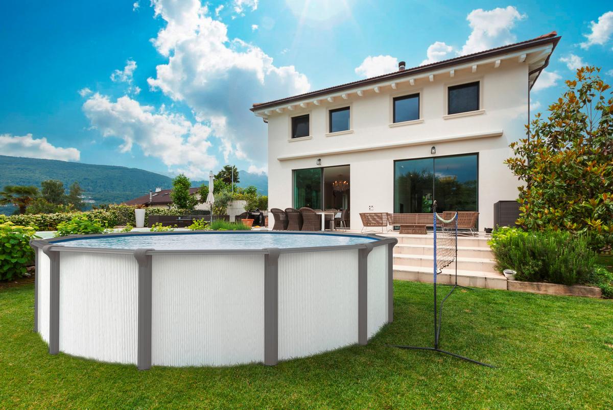 Pool-Set Stahlwandpool White-Design - Weiß/Grau, Basics (460/132cm)