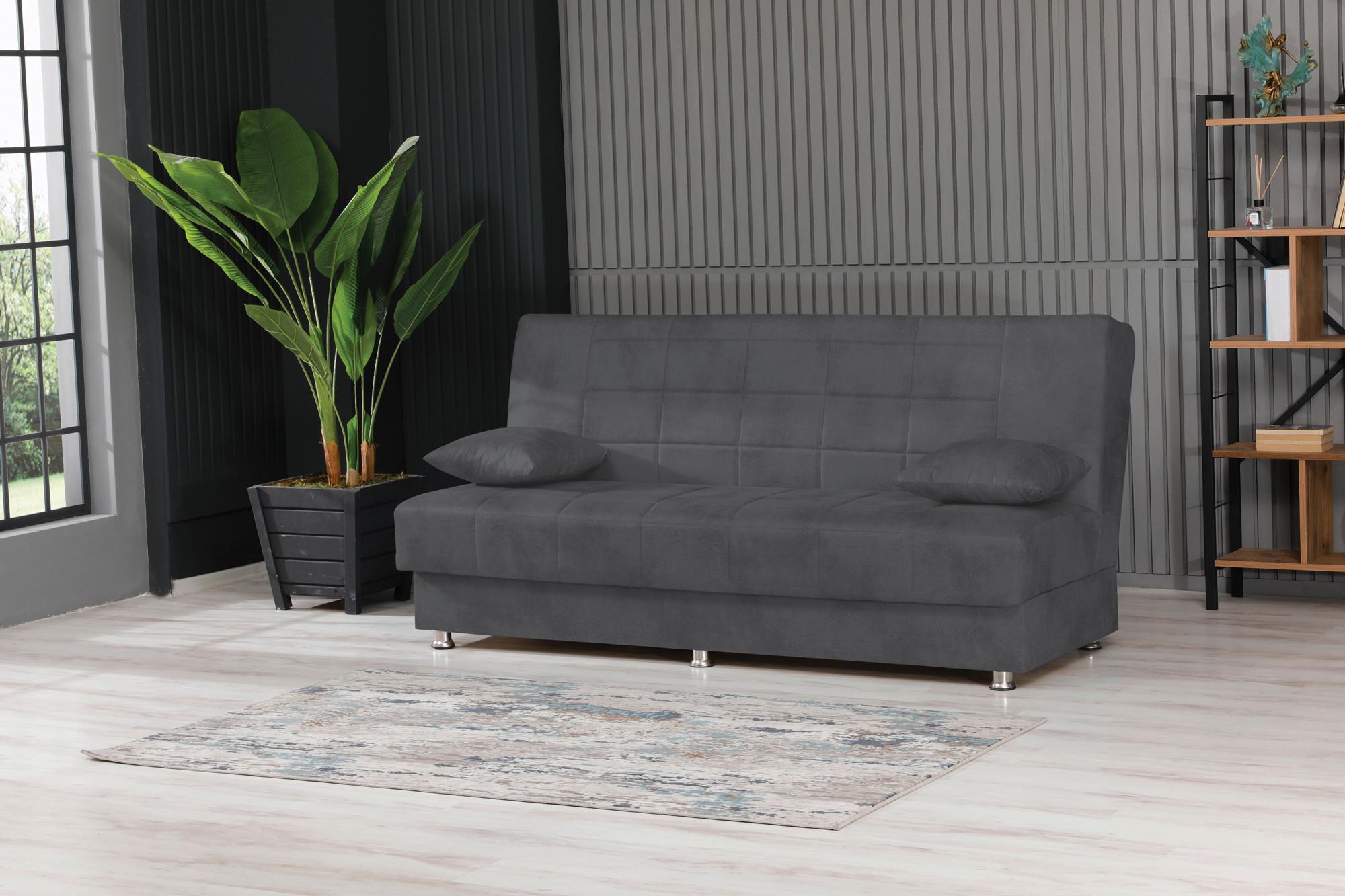 3-Sitzer-Sofa Hamilton Mit Schlaffunktion Grau - Chromfarben/Grau, Design, Textil (190/87/87cm) - Livetastic