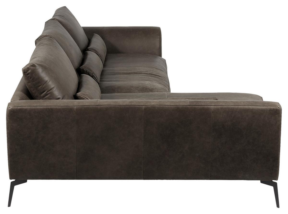 Ecksofa Berlin Fango S: 172 cm - Fango/Schwarz, Design, Leder (172/313cm) - Livetastic