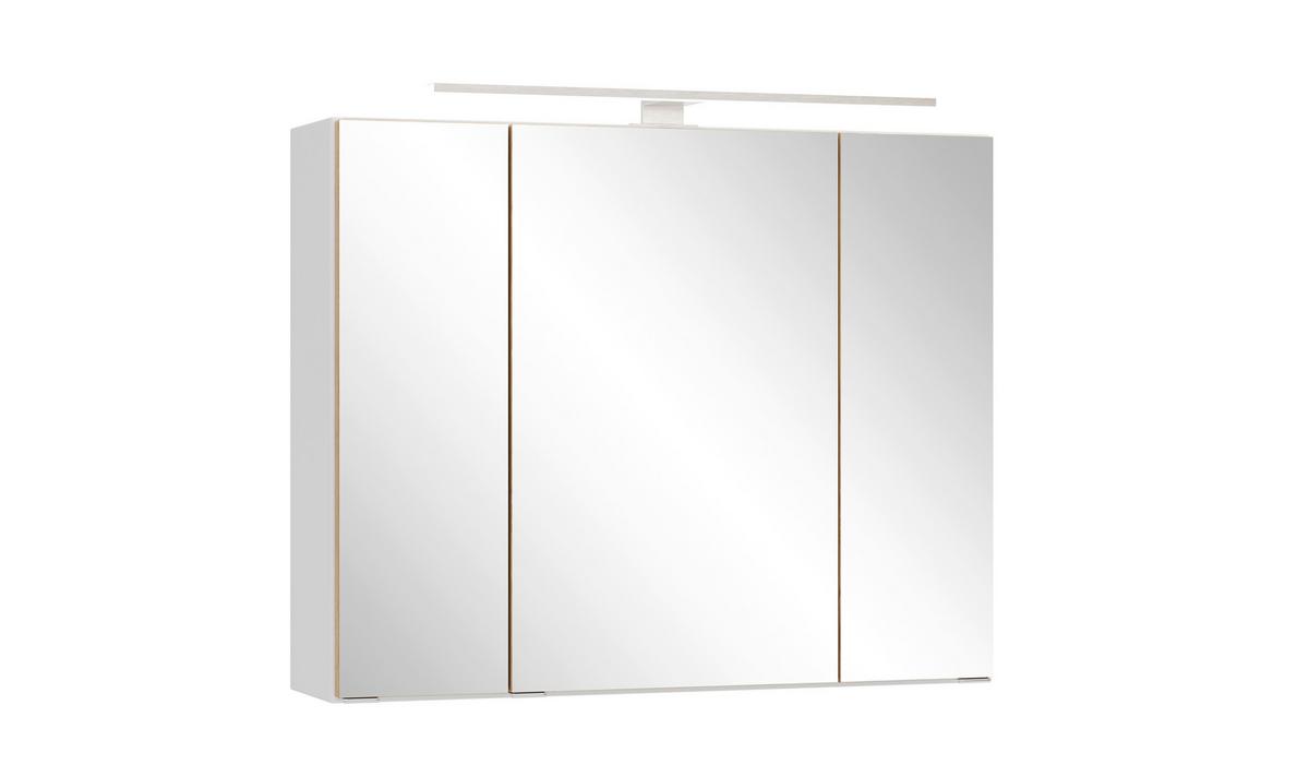 BADEZIMMER Verona Weiß/Wildeiche B: 80cm - Wildeiche/Weiß, Trend, Glas/Holzwerkstoff (80/200/47cm) - Held