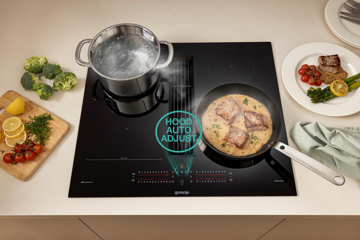 Kochfeld-dunstabzug-kombi Geh6432bscwf - Schwarz Hochglanz, MODERN, Glas (60/23,3/52cm) - Gorenje