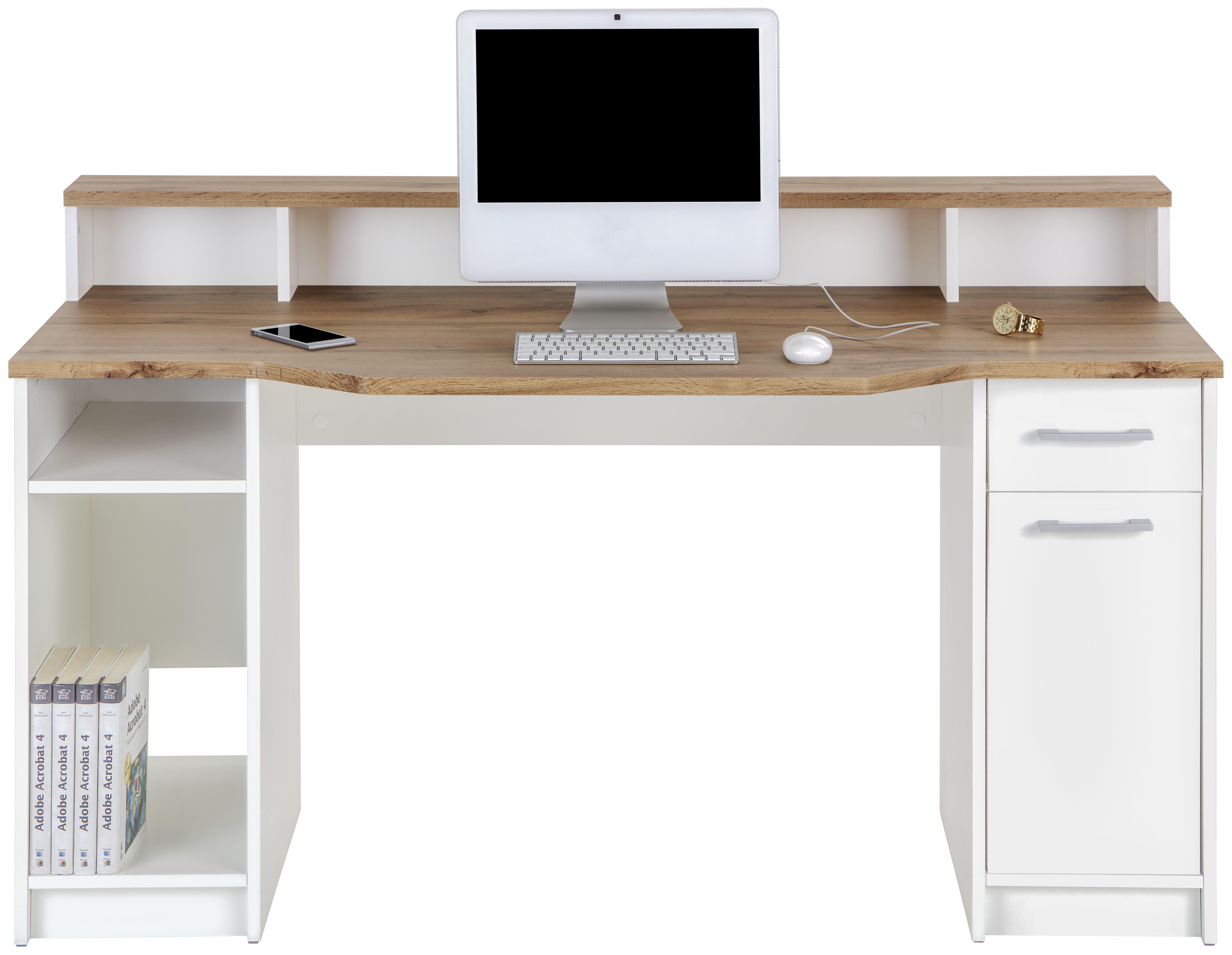 Psací Stůl Tobi Mx 166 - bílá/barvy dubu, Moderní, kompozitní dřevo/plast (150/91/68cm)