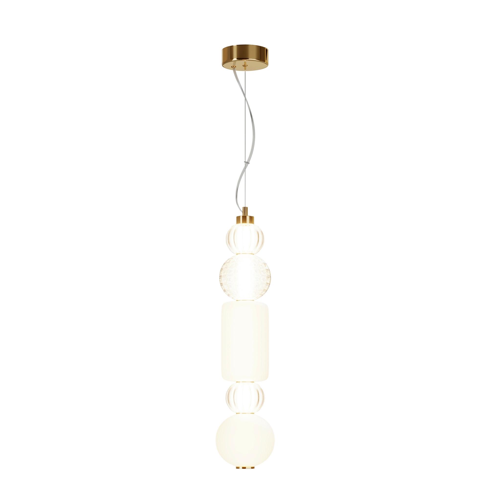 PENDELLEUCHTE COLLAR - Transparent/Goldfarben, Trend, Glas/Kunststoff (14.7/65,3cm) - MAYTONI