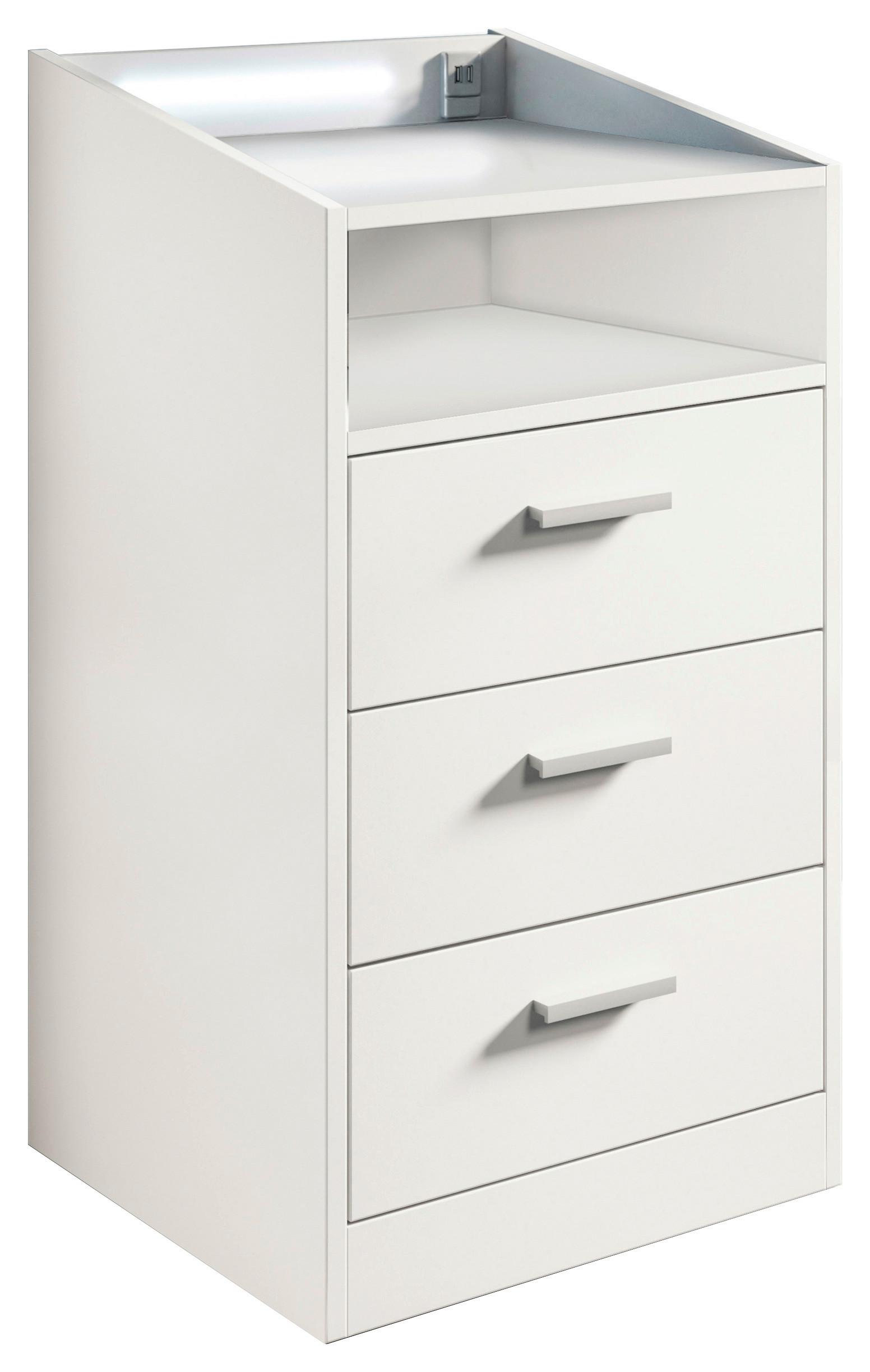 Nachtkästchen Weiß H: 84 Cm Lumo - Weiß, MODERN, Holzwerkstoff (46/84/42cm) - MID.YOU