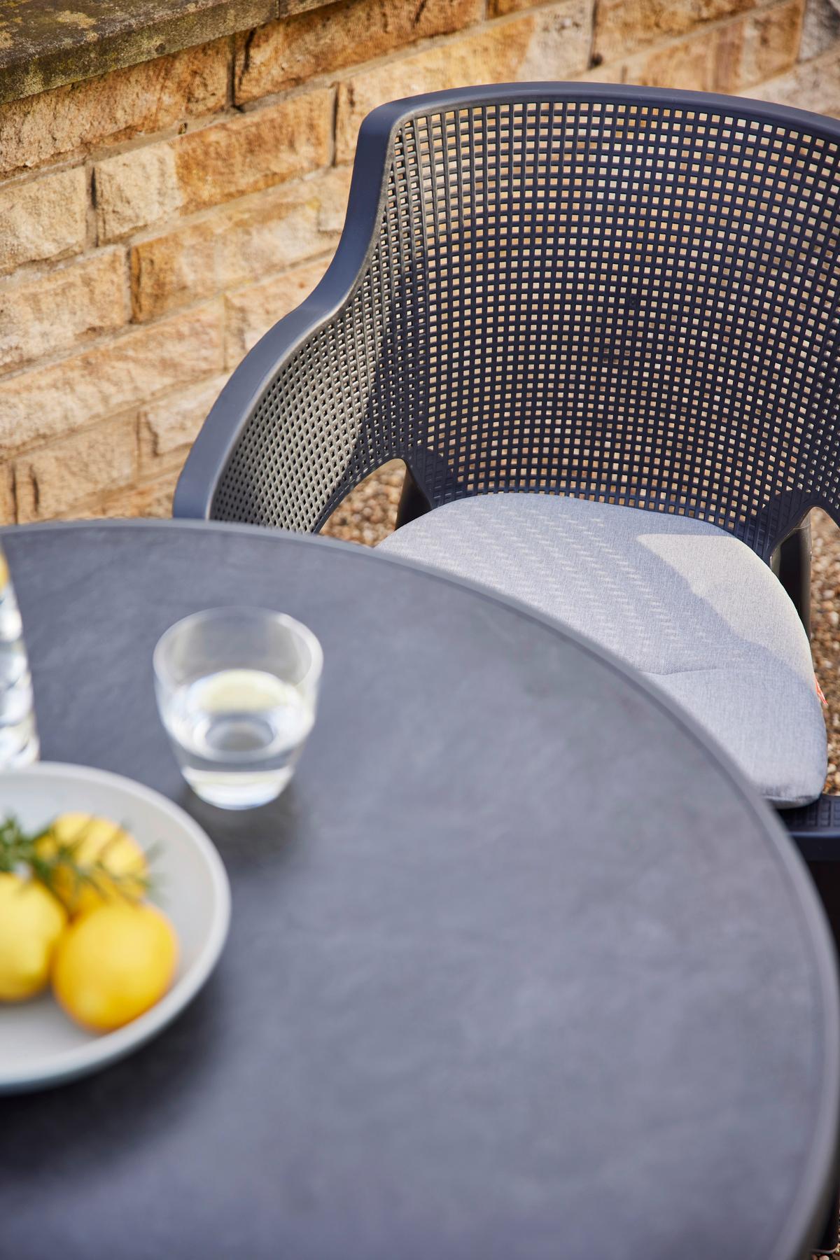 Gartentisch Klappbar Metall/Holzwerkstoff ⌀ 80 cm - Anthrazit, KONVENTIONELL, Holzwerkstoff/Metall (80/71/80cm) - Siena Garden