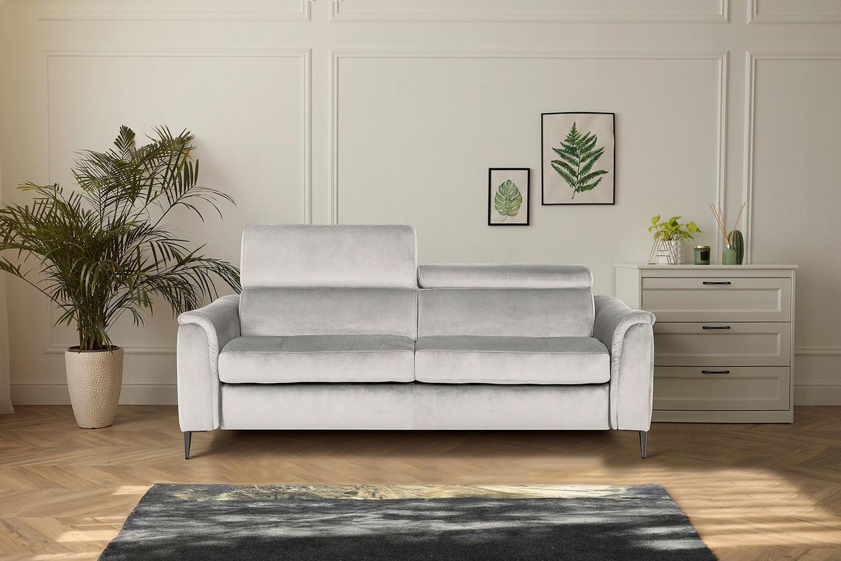 Schlafsofa Pafos Hellgrau B: 203 cm - Chromfarben/Hellgrau, Design, Textil (203/77-98/103cm) - MID.YOU