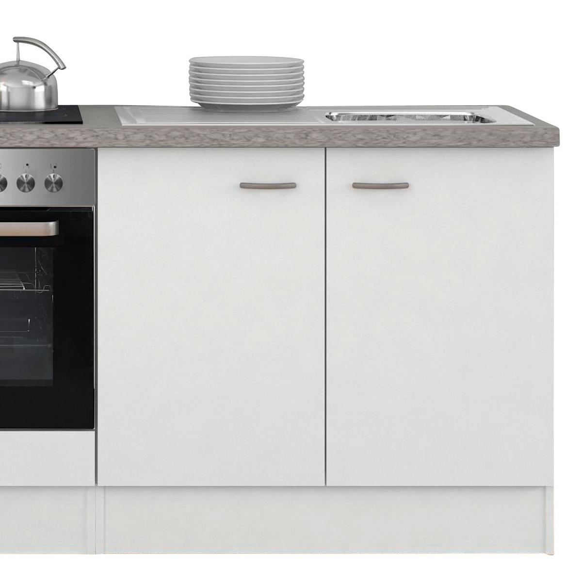 Küchenzeile Wito mit Geräten 270 cm Grau/Weiß Elegant - Hellgrau/Weiß, MODERN, Holzwerkstoff (270cm) - FlexWell