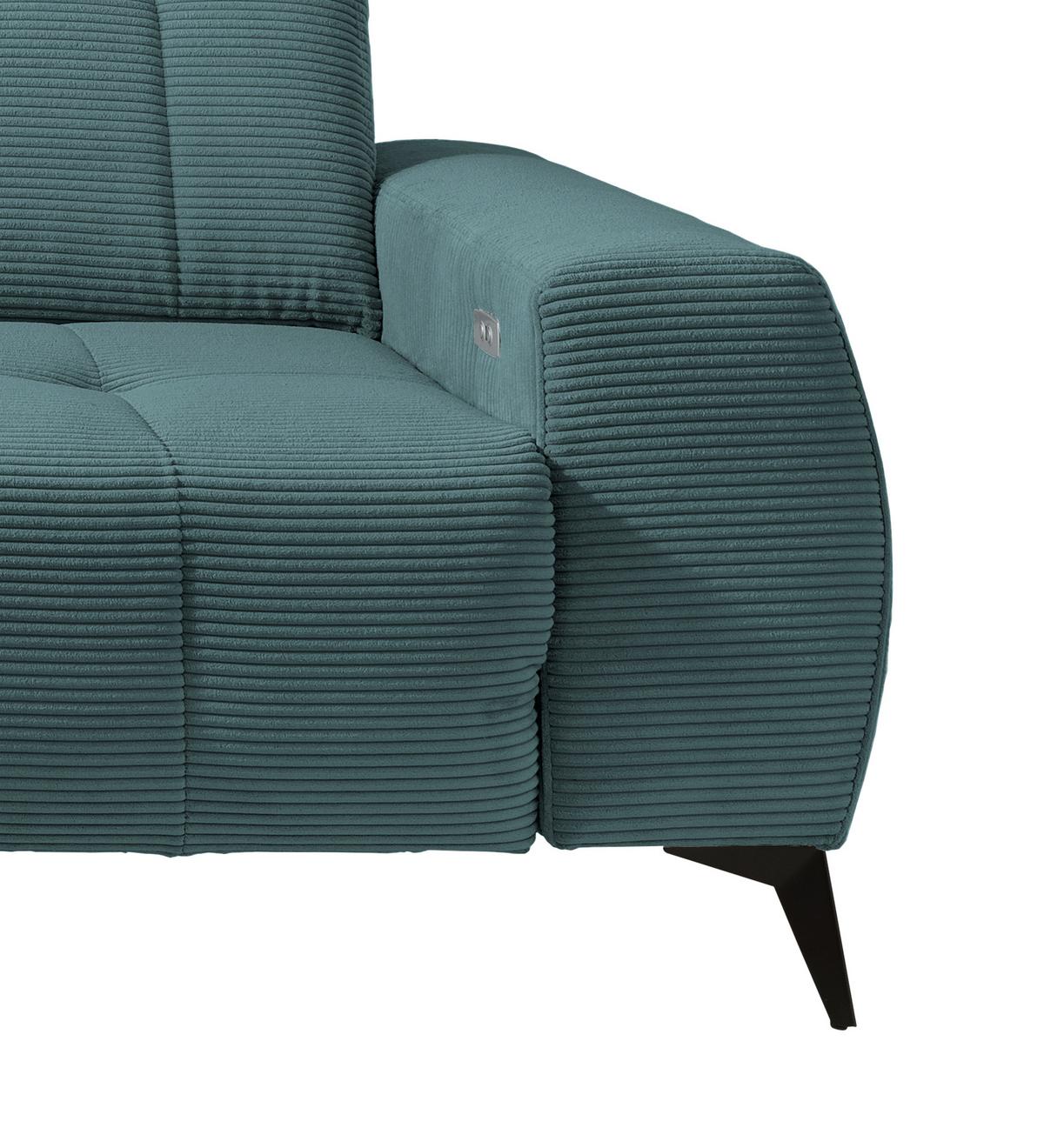 Ecksofa mit USB Anschluss Sano, Petrol, S: 200x261 cm - Petrol/Schwarz, MODERN, Textil (200/261cm) - Livetastic