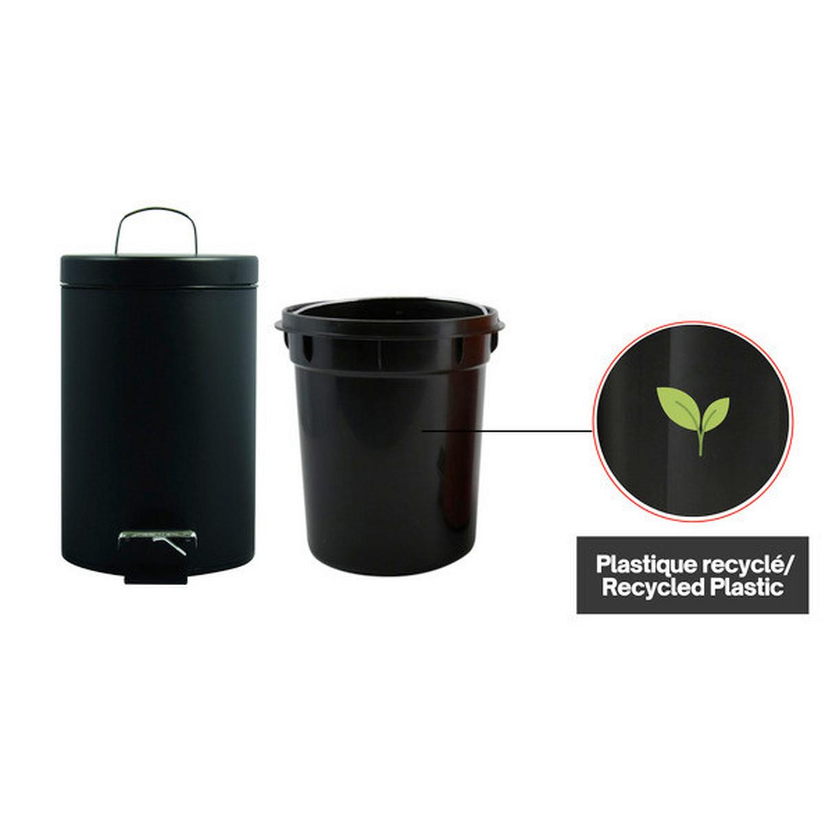 Kosmetikeimer Unis 3l Schwarz Metall DxH 17x25 - Schwarz, Basics, Kunststoff/Metall (17/25cm) - Spirella