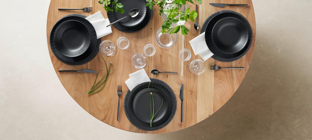 Jídelní souprava 12-dílná - černá, Moderní, keramika - Mömax