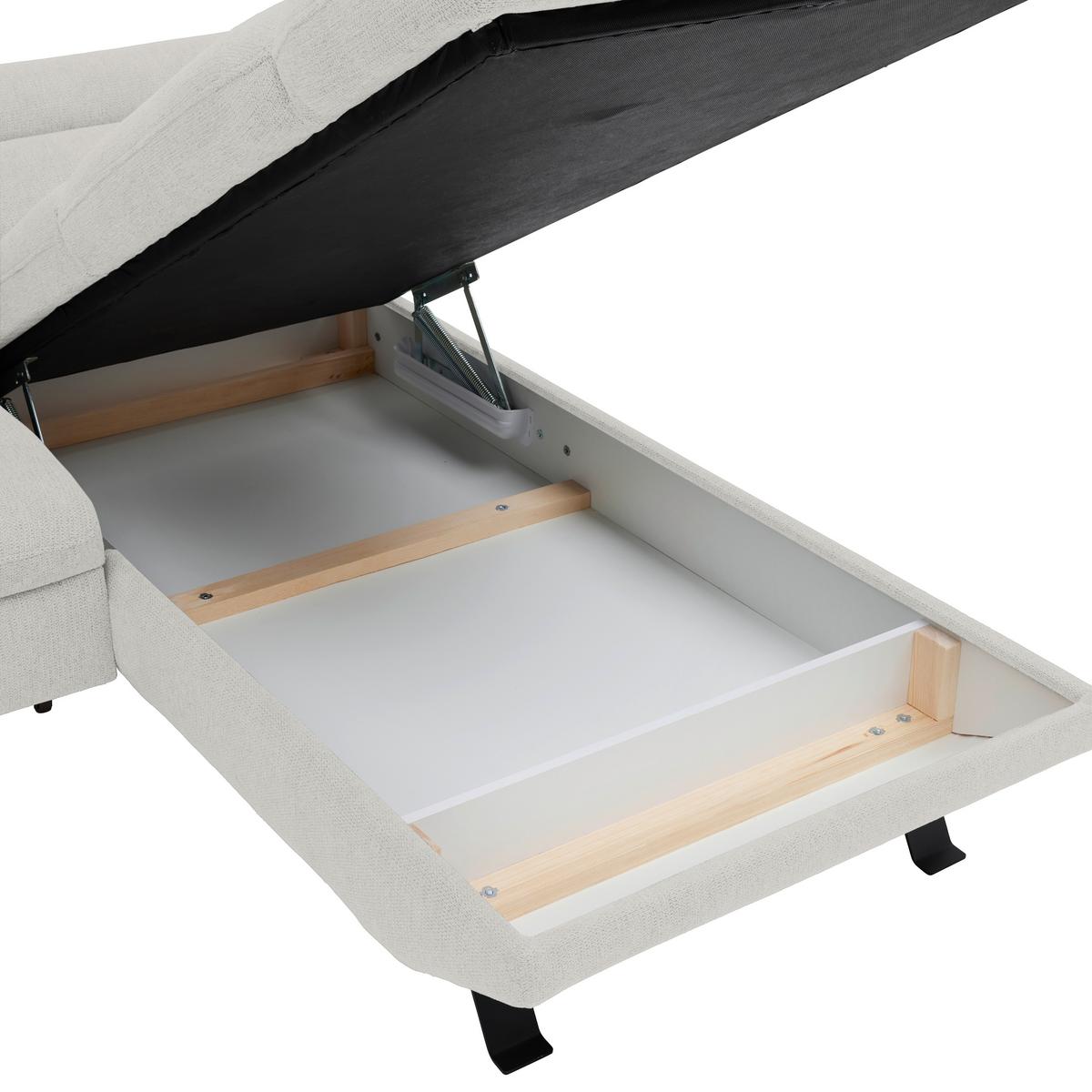 Rohová sedačka RAVEN, pravá, sivobiela - čierna/sivobiela, Modern, kov/textil (257/76-92/96cm) - Mömax