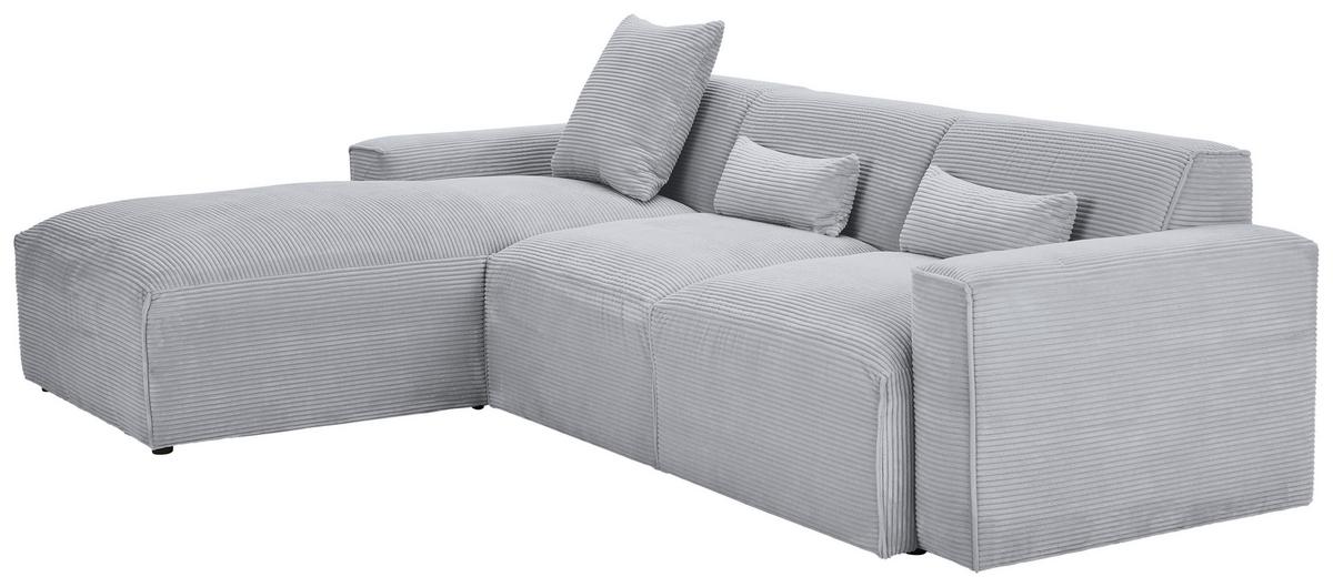 Ecksofa Mit Zierkissen Pearl Grau 196x303 Cm - Schwarz/Grau, Design, Textil (196/303cm) - Livetastic