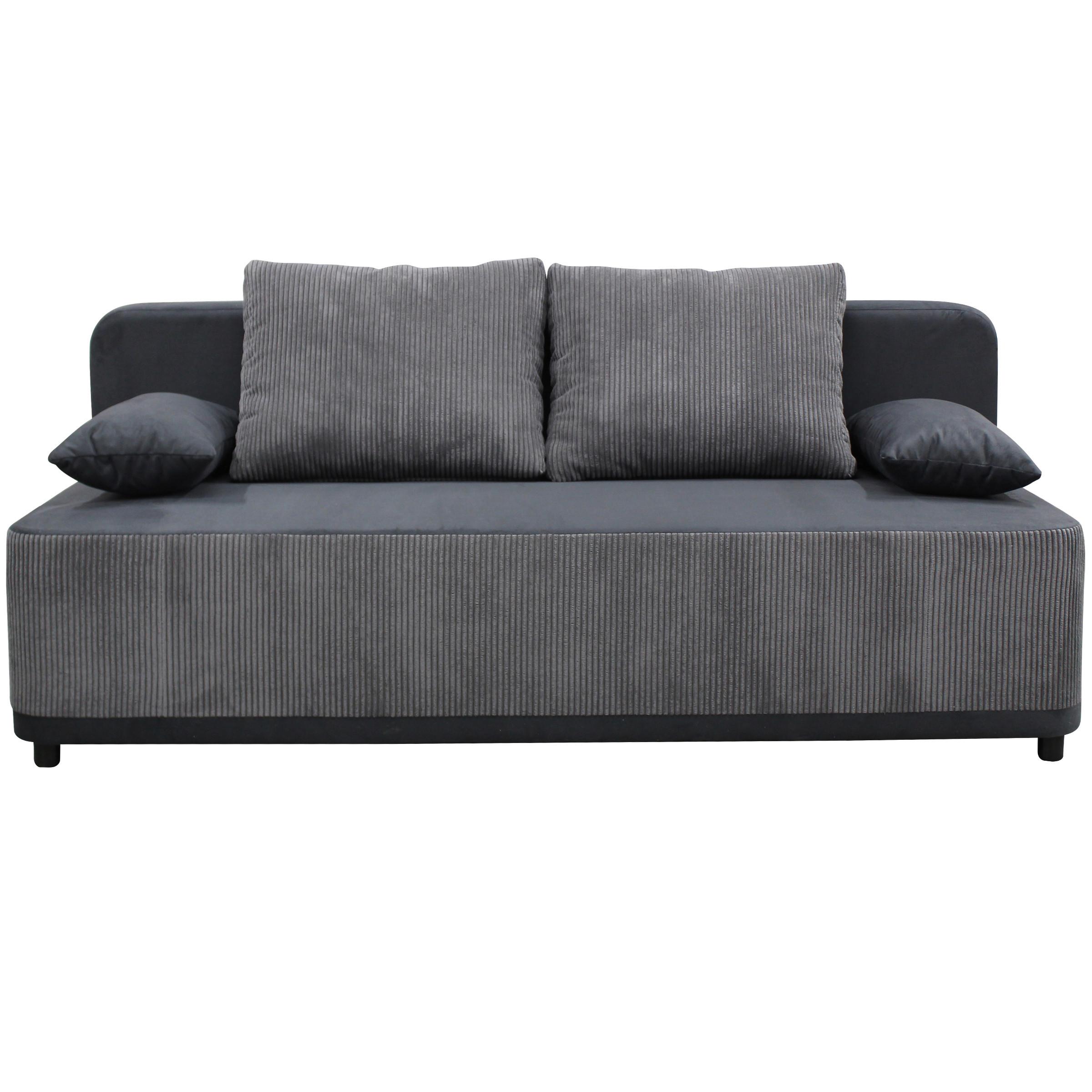 Schlafsofa Stella Grau B: 197 cm - Schwarz/Grau, Design, Textil (197/90/83cm) - MID.YOU