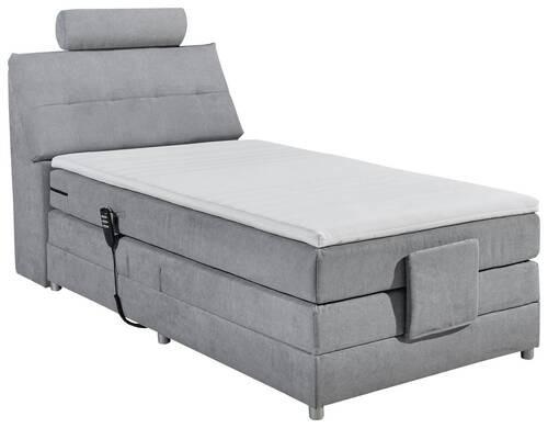 Boxspringbett Mit Topper Elektrisch 120x200 Cm Palermo - Silberfarben/Hellgrau, MODERN, Holzwerkstoff/Textil (120/200cm) - MID.YOU