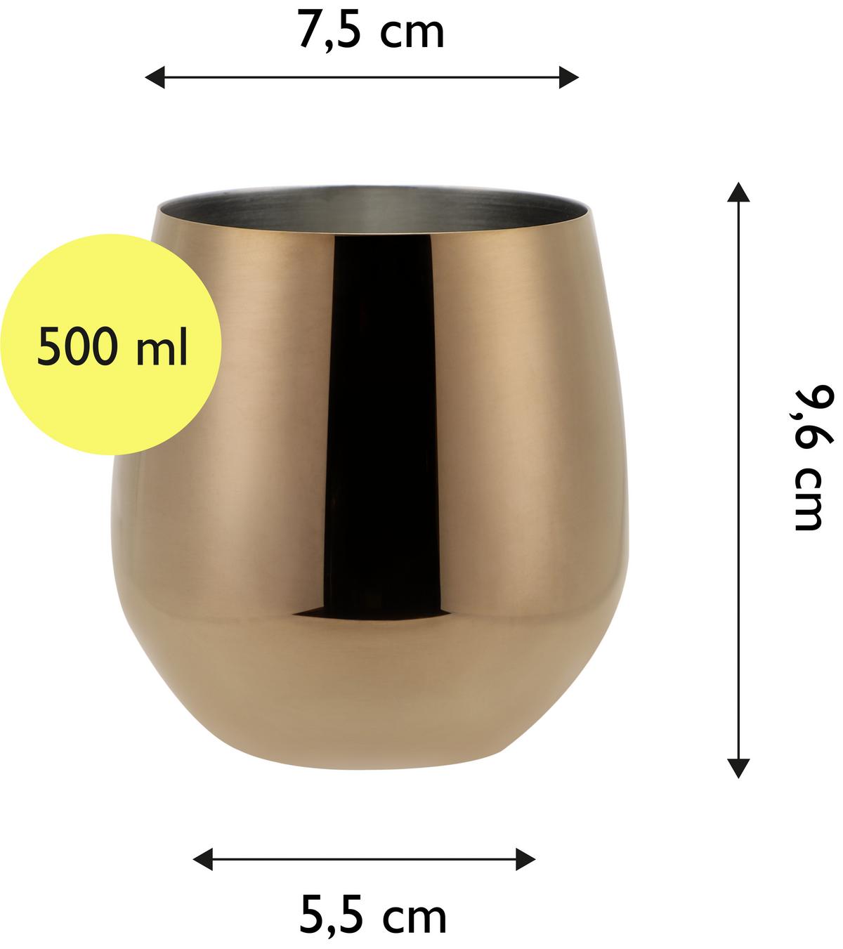 Gläserset 6-Teilig - Kupferfarben, Trend, Metall (9,9cm) - Echtwerk