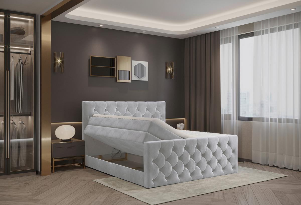 Boxspringbett Swing 16 Silberfarben 180x200 cm H2 - Beige/Silberfarben, ROMANTIK / LANDHAUS, Textil (180/200cm) - James Wood