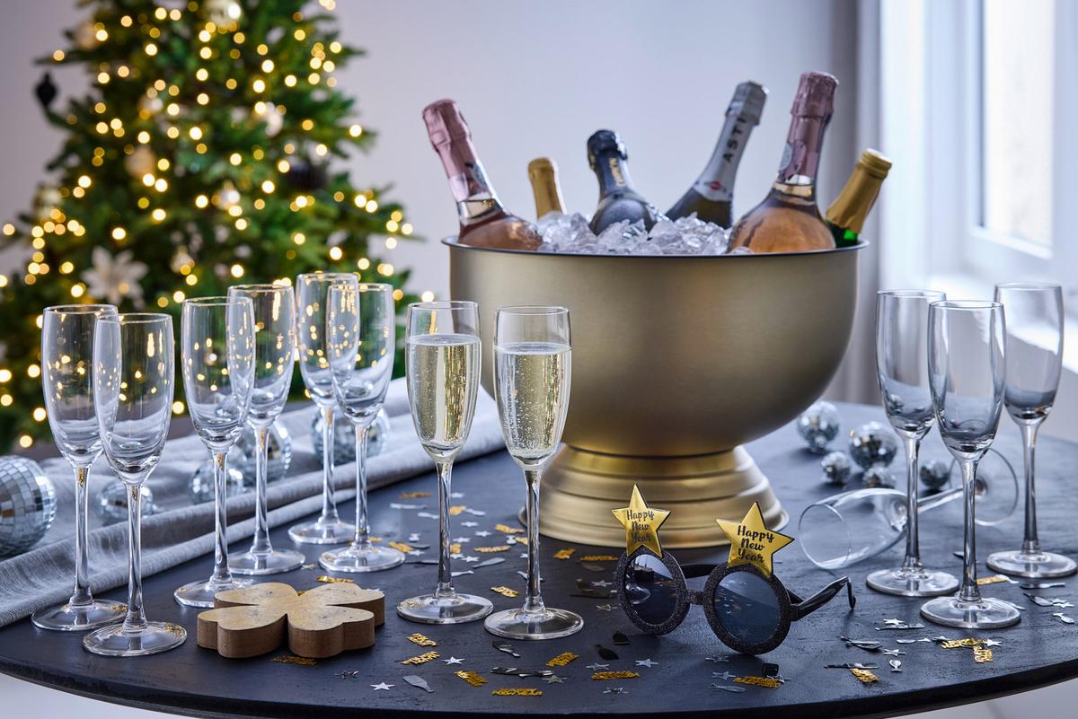 Chladič na šampanské GLAMOUR - čierna/zlatá, Modern, kov (37/24,3cm) - Mömax