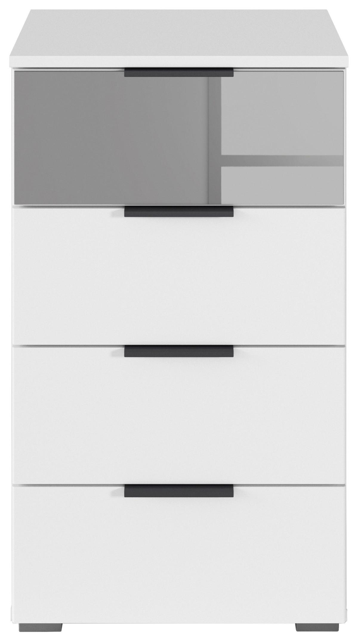 Kommode Skyla Weiß B: 47 cm - Alufarben/Weiß, MODERN, Glas/Holzwerkstoff (47/81/42cm) - Rauch Möbel